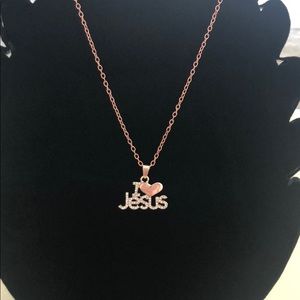 I heart Jesus rose gold tone necklace